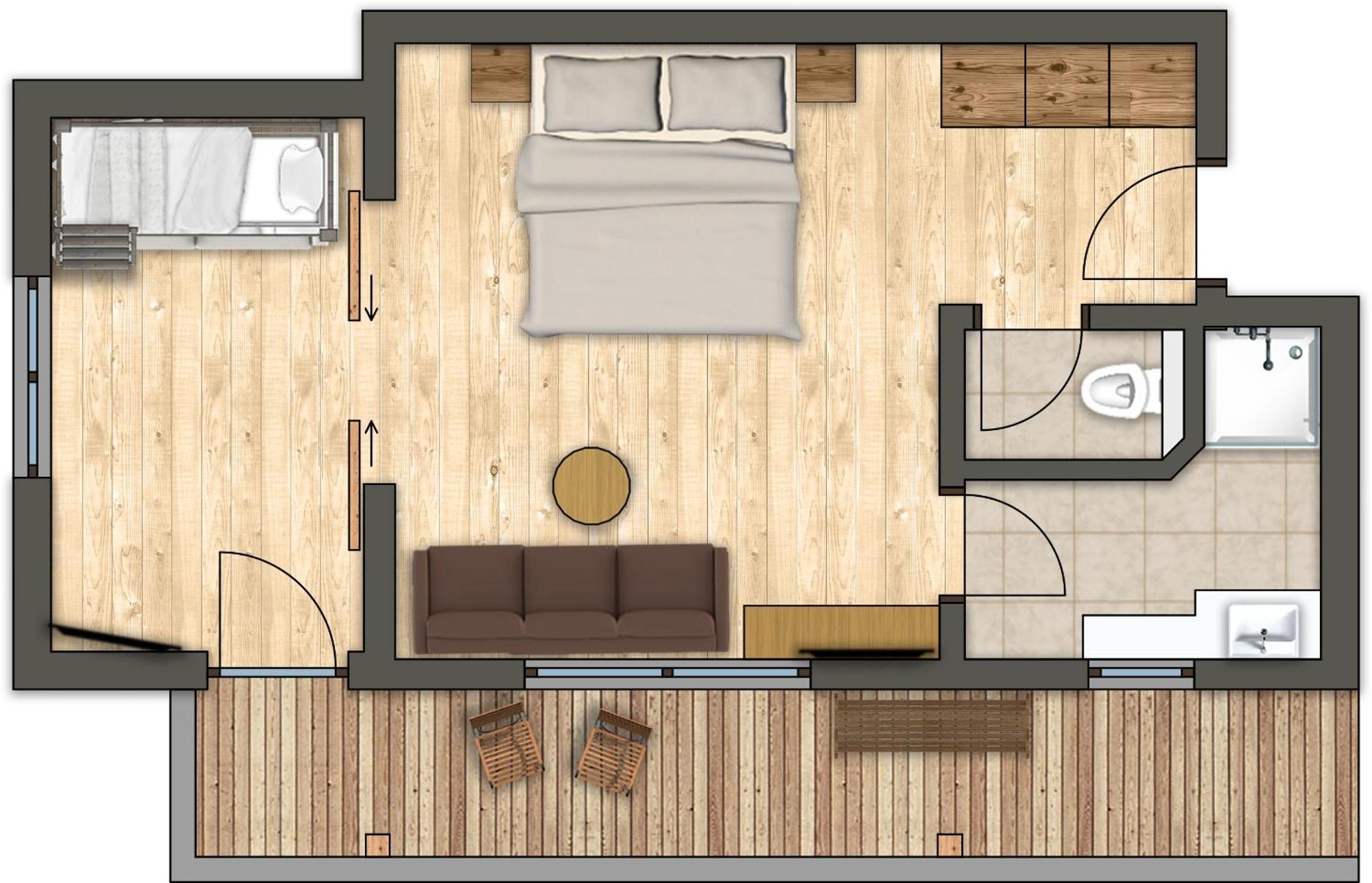 Deluxe Suite mit 1 Schlafzimmer (2 Erwachsene + 1 Kind)