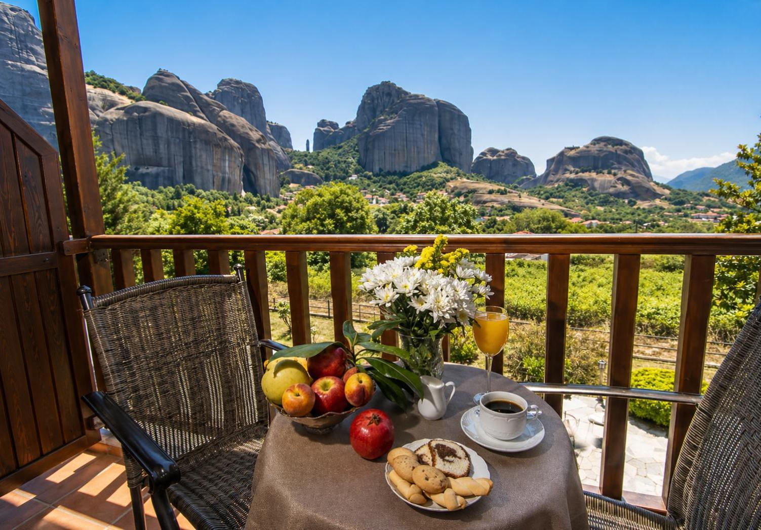 Doppel-/Zweibettzimmer mit Panoramablick auf die Meteora
