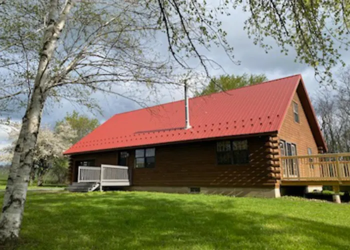 Modern Log Cabin With Vineyard Views