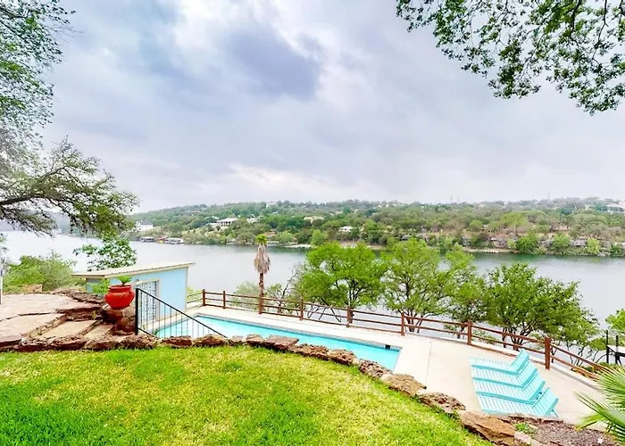 Mid-Century Modern Lake House With Private Waterfront Pool & Boat Dock
