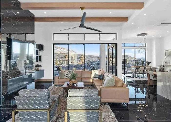 Extraordinary Mountain View House In Utah With Private Heated Pool Plus Slides And Hot Tub, Pickleball Court, Firepit, Game Room & Golf Putting Green